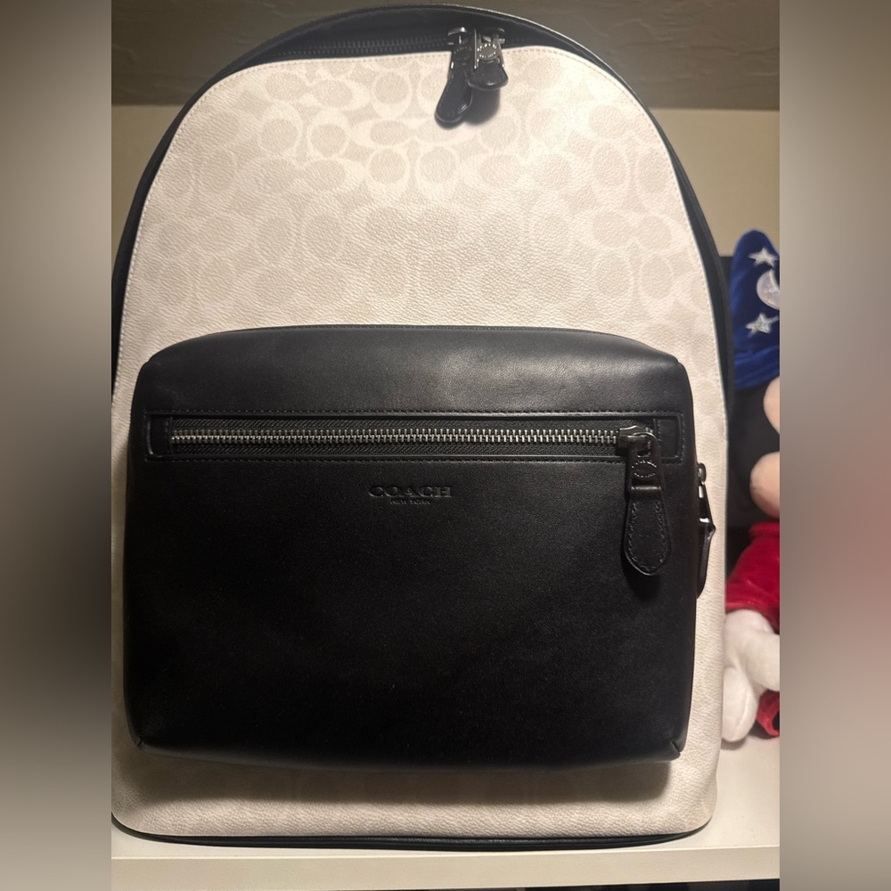 Coach Monogram Black and Cream Backpack